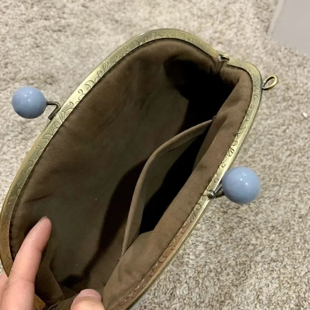 Vintage Handsewn Genuine Premium Pebble Leather Clutch/Shoulder Bag/Crossbody